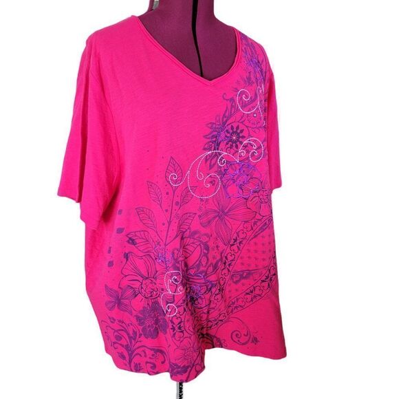 Liz & Me for Catherines Floral Print Tee (Size 4X) - Picture 8 of 8
